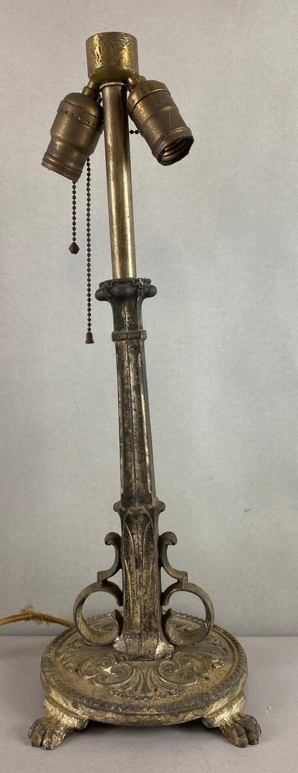 Antique Art Nouveau Cast Iron Table Lamp (1 of 5)