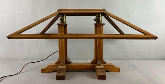 Antique Wood Mission Style Table Lamp