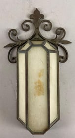 Vintage Art Nouveau Frosted Glass and Metal Style Exterior Light Fixture