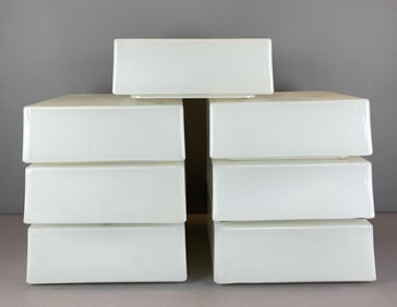Group of 7 Square White Glass Ceiling Light Lamp Shades