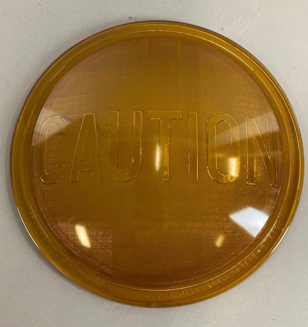 Macbeth Evan Yellow Glass Caution Traffic Signal Light Lens (1 of 5)