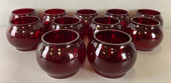 Group of 11 CNX Glass Red Railroad Lantern Globes
