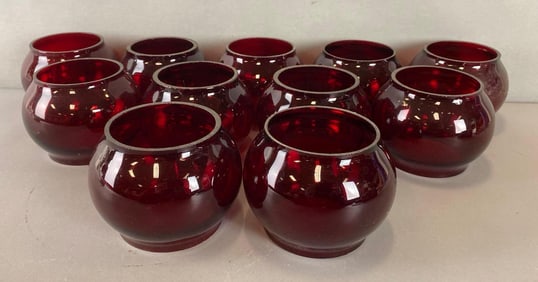 Group of 11 CNX Glass Red Railroad Lantern Globes