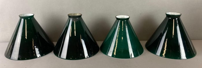Group of 4 Green Glass Student Desk Lamp Shades