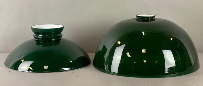 Group of 2 Green Glass Student Desk Lamp Shades