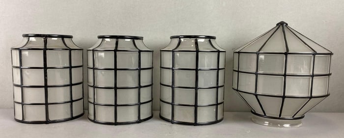 Group of 4 Frosted Paneled Light Shades