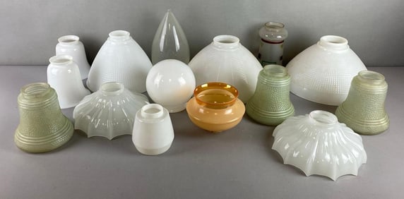 Group of 15 Assorted Glass Light Shades