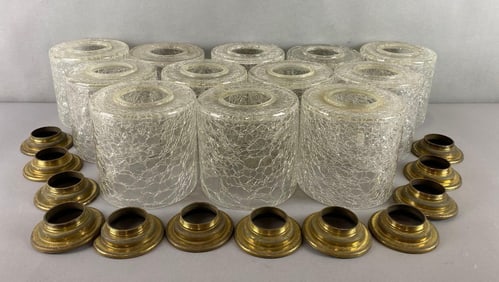 Group of 12 Crackle Glass Light Shades and More