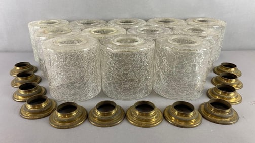 Group of 12 Crackle Glass Light Shades and More