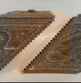 Antique Carved Wood Figural Humidor