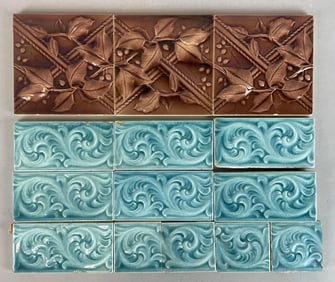 Group of Vintage Decorative Ceramic Tiles