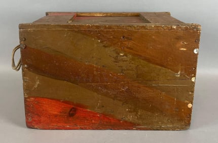 Vintage Pained Wood Box with Sliding Lid