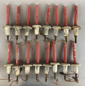 Group of Antique Wood and Metal Candelabra Light Fixtures