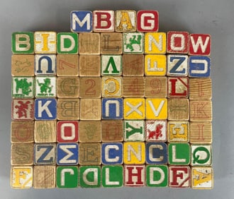 Group of Vintage Wood Alphabet Blocks
