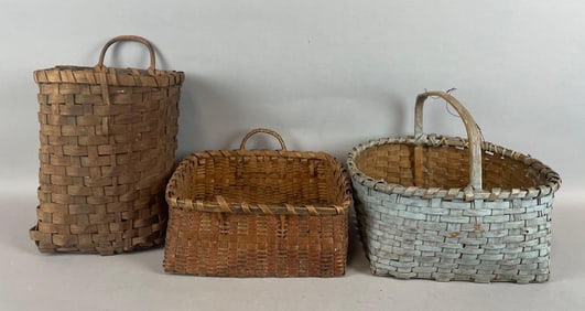 Group of 3 Vintage Woven Baskets