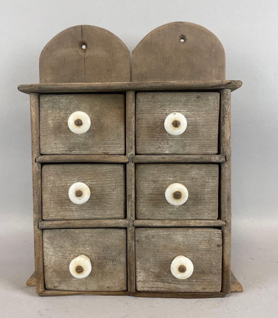 Antique Wood 6 Drawer Pantry Box (1 of 6)