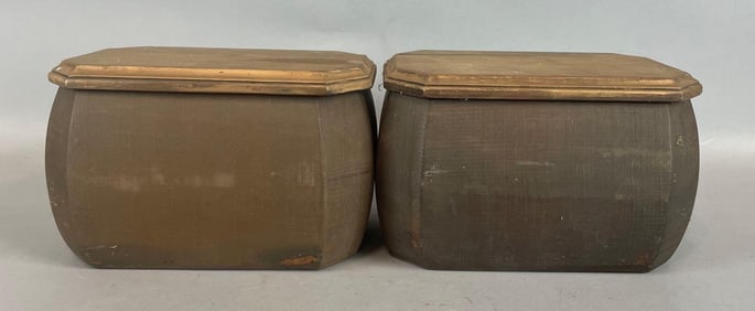 Group of 2 Antique Wood Lidded Boxes