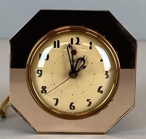 Telechron MCM Rose Gold Mirror Bedside Electric Clock