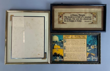 Group of Antique Proverbs Prints and Picture Frame