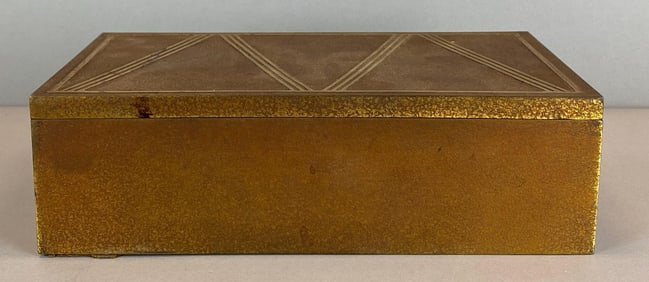 Antique Silvercrest Bronze and Wood Cigar Humidor