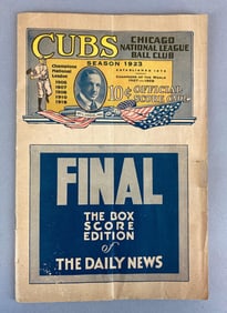 1923 Chicago Cubs Season Final Bix Score Edition Program