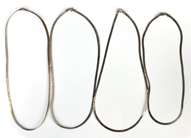 Group of 4 Sterling Silver Herringbone Chain Necklaces
