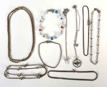 Group of Sterling Silver Necklaces and More