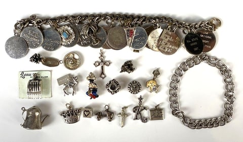 Group of Sterling Silver Charms and Bracelets