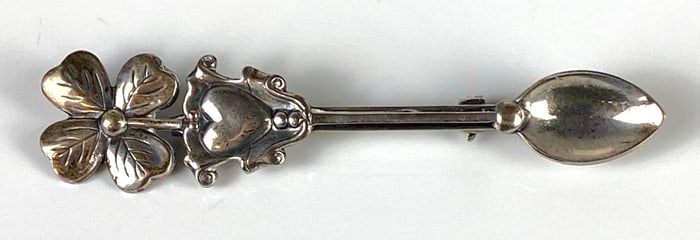 Sterling Silver Flower/Heart Spoon Pin