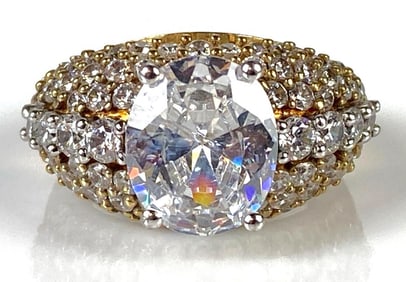 Sterling Silver Vermeil CZ Cluster Ring