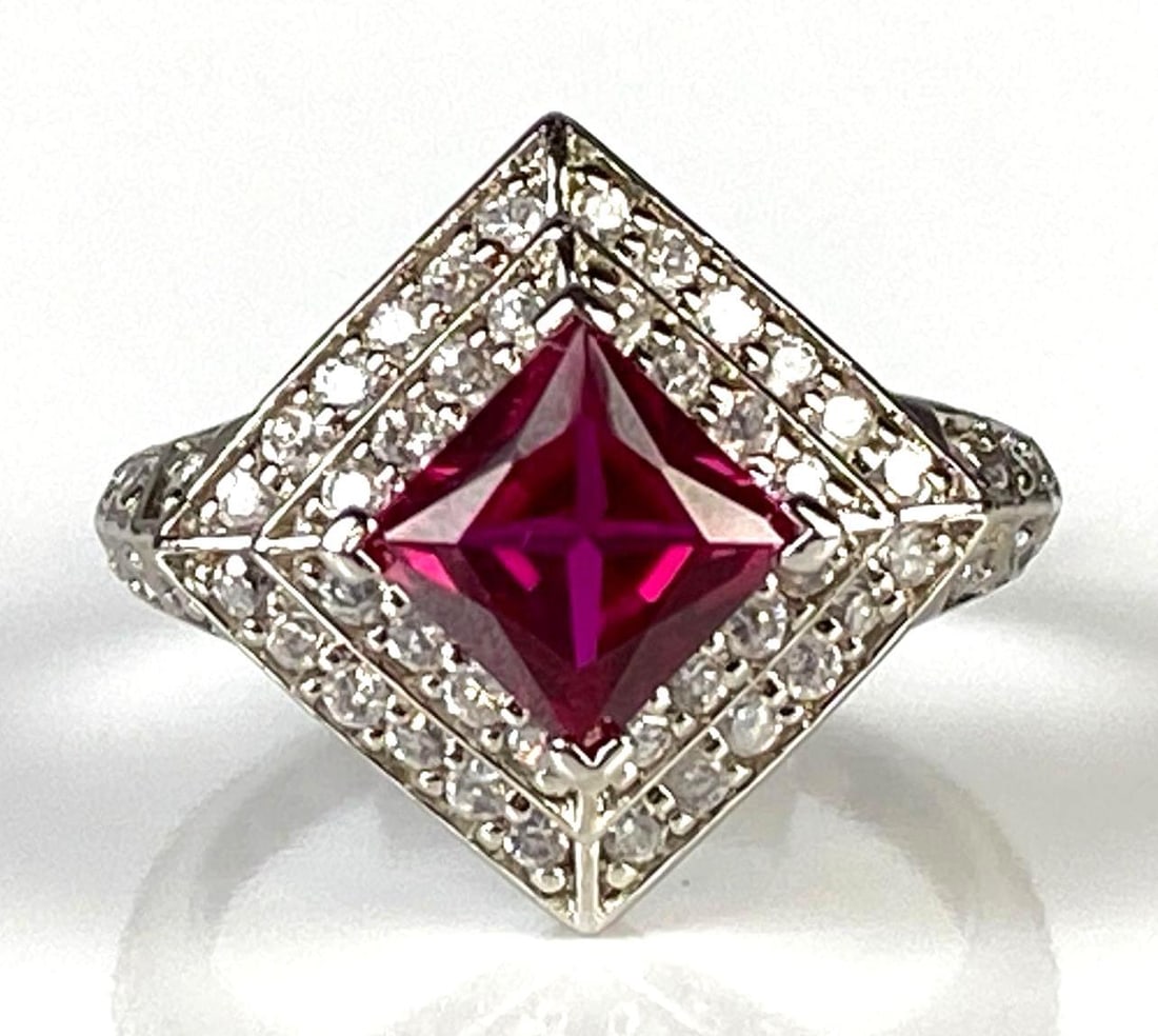 Sterling Silver Ruby and CZ Ring (1 of 6)