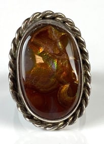 Sterling Silver Fire Agate Cocktail Ring