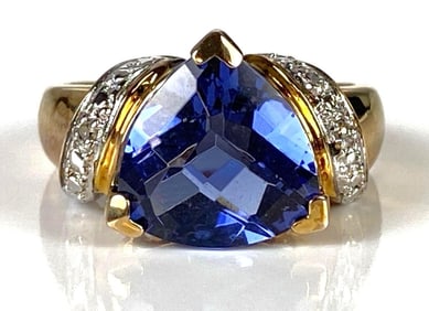 Sterling Silver Vermeil Blue CZ Ring