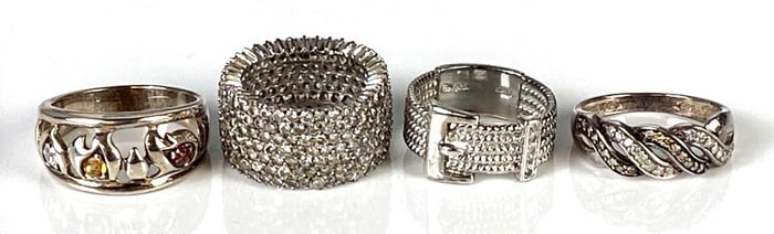 Group of 4 Sterling Silver Rings