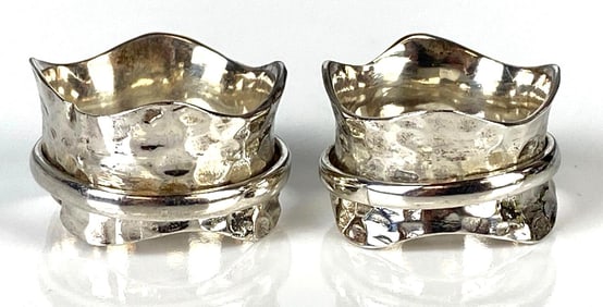 Group of 2 Sterling Silver Hammered Spinning Rings