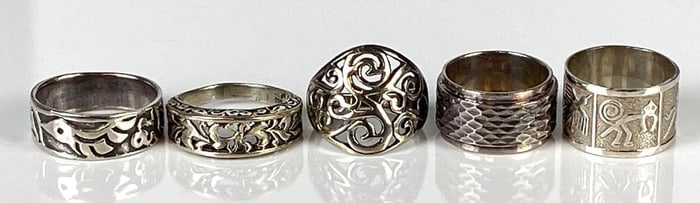 Group of 5 Sterling Silver Rings