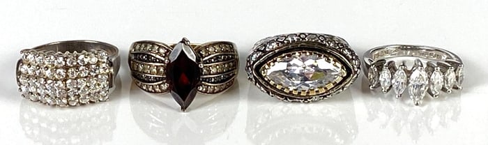 Group of 4 Sterling Silver Rings