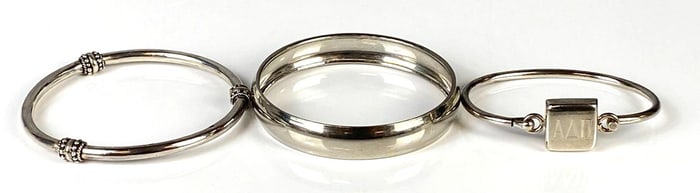 Group of 3 Sterling Silver Bangle Bracelets