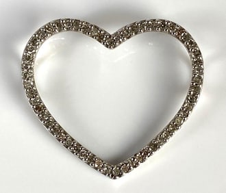 10K Diamond Open Heart Necklace Pendant
