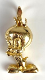 14K Gold Tweety Bird Necklace Pendant