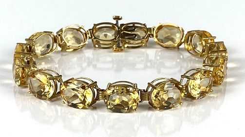 10K Gold Yellow Quartz Bracelet