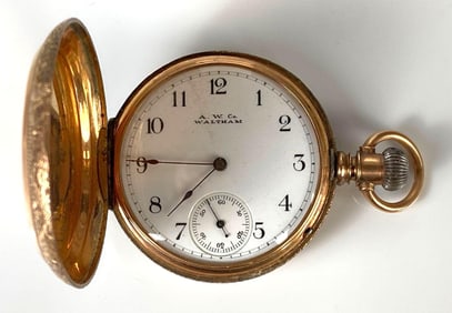 14K Gold A.W. Co. Waltham Hunter Style Pocket Watch