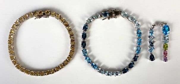 Group of Gemstone Bracelets and Necklace Pendants