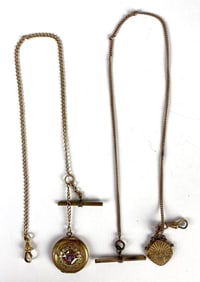 Group of 2 Costume Jewelry Watch Fobs with Locket Pendants