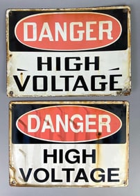 Group of 2 Metal Danger High Voltage Signs