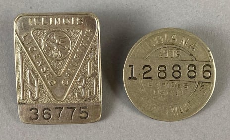 Group of 2 1930s Chauffeur License Pins