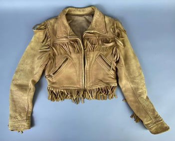 Childโs Size Soft Leather Fringe Jacket