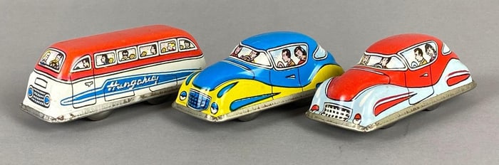 Group of 3 Tin-Litho Wind Up Vehicles