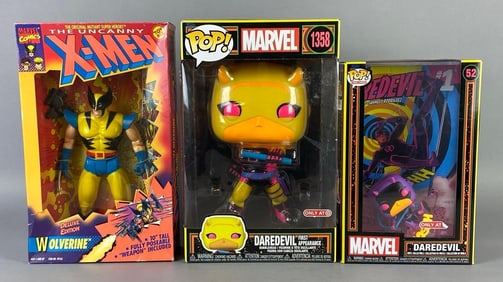 Group of 3 Marvel Comics Action Figures and Funko Pops