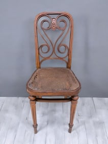 Antique Bent Wood Chair with Woven Seat